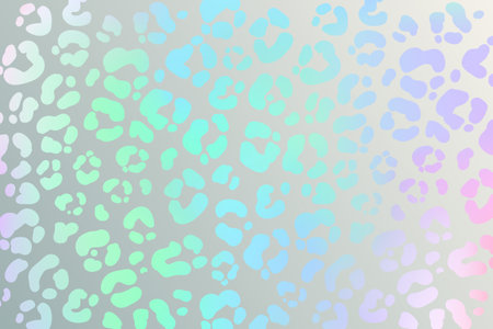 Rainbow leopard background. Holographic foil cheetah texture. Animal pattern gradient print. Vector abstract pastel illustration.のイラスト素材