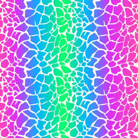Leopard seamless print. Neon rainbow cheetah pattern. Animal splatter skin background. Bright gradient abstract design. Vector wallpaper.のイラスト素材
