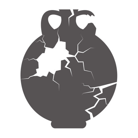 Broken greece vase. Ancient pottery isolated on white background. Vector illustration.のイラスト素材