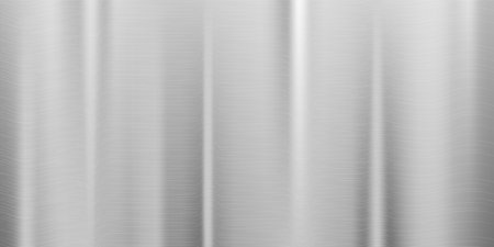 Silver foil background. Metal gray textured shiny gradient. Stainless glossy surface with reflection. Realistic chrome backdrop with folds. Vector illustrationのイラスト素材