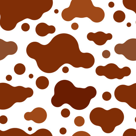 Cow pattern with brown spots. Dairy print. Cute animal seamless background. Dairy print. Dalmatian dog stains. Vectorのイラスト素材