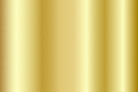 Gold foil texture background. Metal shiny gradient. Glossy surface with reflection and scratches. Realistic backdrop. Vector illustration.のイラスト素材