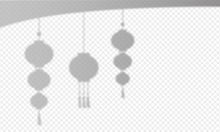 Chinese lantern shadow overlay. Transparent reflection on wall. Vector realistic illustration. EPS 10.のイラスト素材