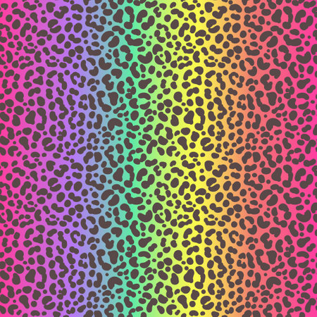 Rainbow cheetah seamless pattern. Leopard neon print. Vector animal spotted skin backgroundのイラスト素材