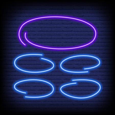 Neon quiz game template. Four options answers for knowledge exam in school, tv show. Vector Illustration 10 epsのイラスト素材