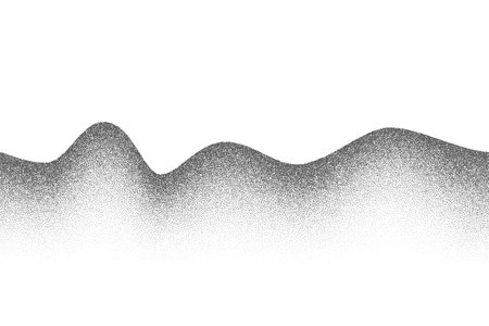 Stipple noise gradient background. Mountain landscape with sand grain. Dotted fade grunge effect. Vector abstract wavy illustration.のイラスト素材