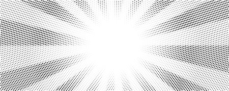 Sun rays halftone background. White and grey radial abstract comic pattern. Vector explosion abstract lines backdropのイラスト素材