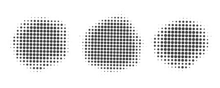 Half tone dotted circles. Vector round shape with grunge texture. Abstract gradient elements isolated on white backgroundのイラスト素材