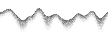 Grainy mountains with noise gradient. Dotted stippled background with grain texture. Vector grunge retro landscape.のイラスト素材