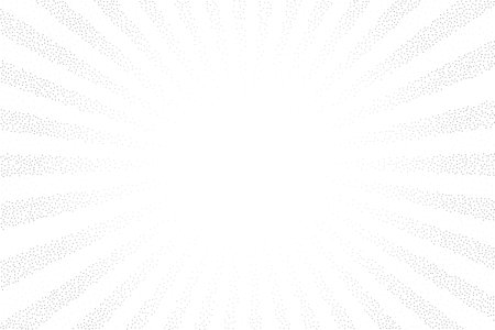 Sun burst background. Halftone starburst shine effect. Vintage radial sunburst with circular rays. Vector stipple dotted illustrationのイラスト素材