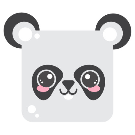 Cute square panda face. Cartoon head of animal character. Minimal simple design. Vector illustrationのイラスト素材