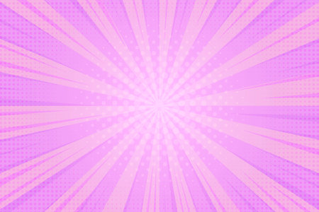 Pink comic background. Cartoon pop art burst rays pattern. Abstract radial texture frame with stars. Vector retro superhero explode with halftone effectのイラスト素材