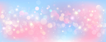 Pink unicorn background. Pastel watercolor sky with glitter stars and bokeh. Fantasy galaxy with holographic texrure. Magic marble space. Vectorのイラスト素材