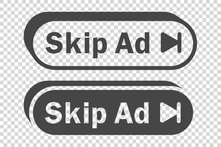 Skip Ad button. Video block icon for advertising. App template for interface. Vectorのイラスト素材