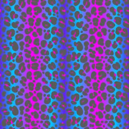 Neon leopard seamless pattern. Bright colored spotted background. Vector rainbow animal print.のイラスト素材