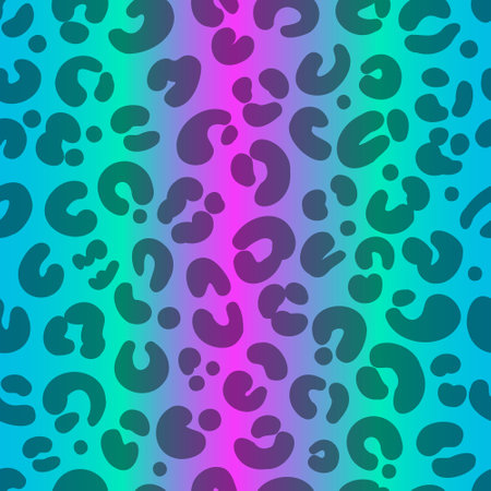 Neon leopard seamless pattern. Bright colored spotted background. Vector rainbow animal print.のイラスト素材
