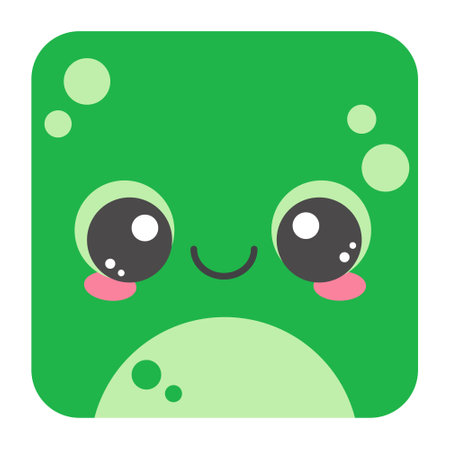 Cute square frog face. Cartoon head of animal character. Minimal simple design. Vector toad illustrationのイラスト素材