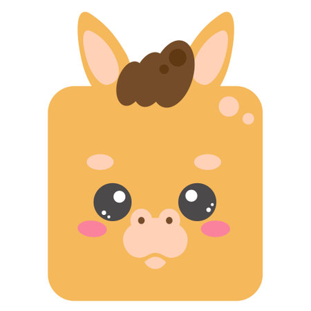 Cute square horse face. Cartoon head of animal character. Minimal simple design. Vector illustrationのイラスト素材