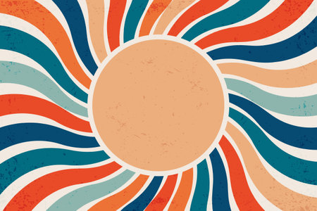 Retro sun burst vintage background. Swirl wallpaper with grunge. Spiral rays circus illustration for banner, poster, frame and backdrop. Vector twisted designのイラスト素材