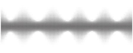 Dotted wave. Halftone vector pattern. Abstract music sound. Wavy audio shape equalizer. Dynamic beat gradation.のイラスト素材