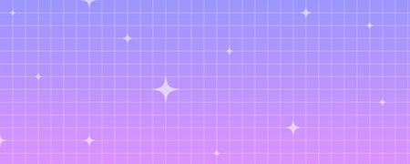 Checkered gradient background with stars. Pastel holographic kawaii backdrop. Abstract vector purple squared wallpaper.のイラスト素材