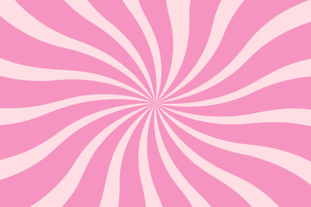 Pink swirl candy background. Sweet strawberry ice cream pattern. Spiral sunburst wallpaper. Cartoon marshmallow and lollipop texture. Radial striped vortex for psychedelic groovy design. Vectorのイラスト素材