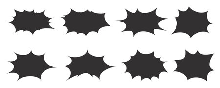 Comic and manga speech bubbles. Pop art frame for text. Vector box for dialog and messages. Chat shapes set of shock shout and scream actions.のイラスト素材