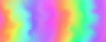 Pixel square rainbow pattern. Abstract gradient mosaic background. Vector grid texture. Color geometric seamless holographic printのイラスト素材