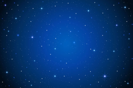 Night sky background with stars. Vector dark blue space with constellation and sparkles. Fantasy galaxy illustration. Celestial cosmic magic backdropのイラスト素材