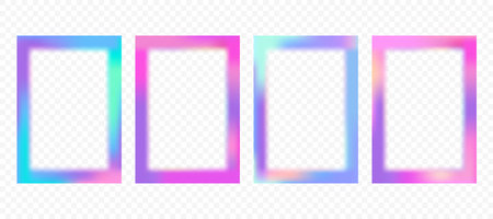 Gradient frame with blurred borders. Abstract pink and light blue vector designs. Cute glowing templates. Modern girly minimal rectangle backgrounds for banners and posters.のイラスト素材