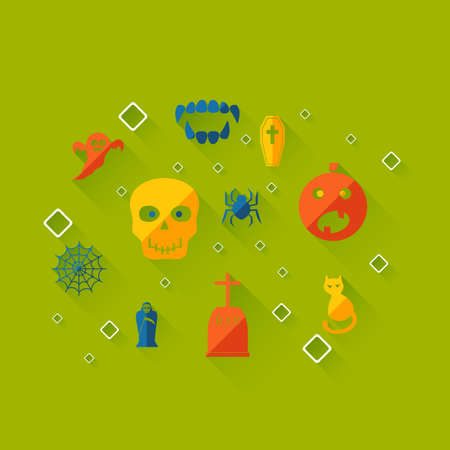 Flat concept, set modern design with shadow halloweenのイラスト素材
