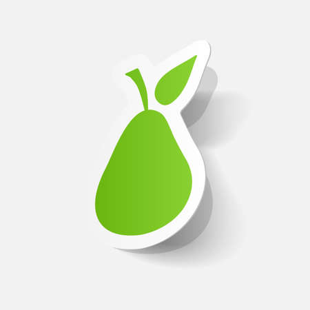 Paper clipped sticker: pear fruitのイラスト素材