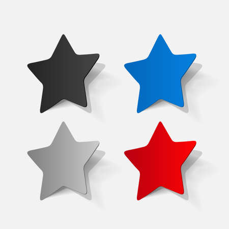 Paper clipped sticker: pentagonal starのイラスト素材