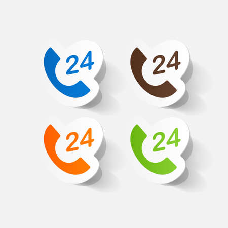 Paper clipped sticker: all-day customer supportのイラスト素材