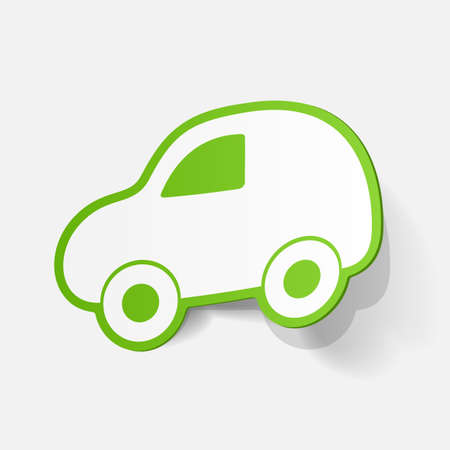 Paper clipped sticker: symbol carのイラスト素材