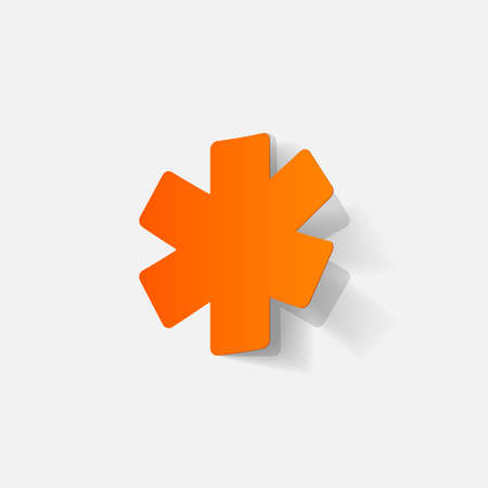 Paper clipped sticker: symbol medical careのイラスト素材