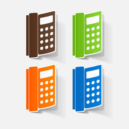 Paper clipped sticker: landline phoneのイラスト素材