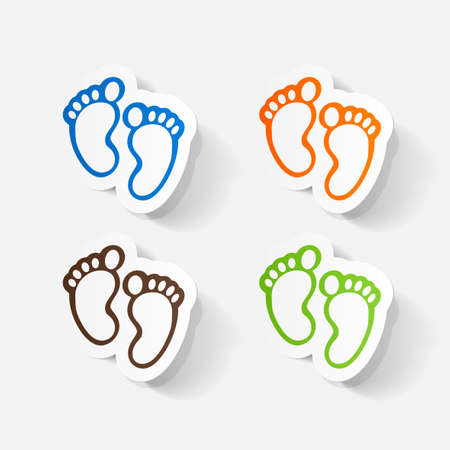 Paper clipped sticker: Footprint symbolのイラスト素材