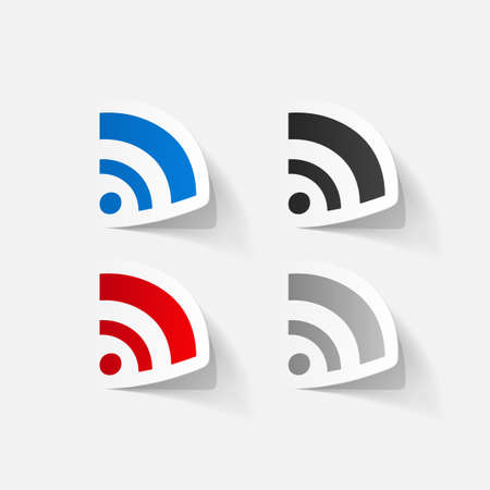 Paper clipped sticker: Wireless Network Symbolのイラスト素材