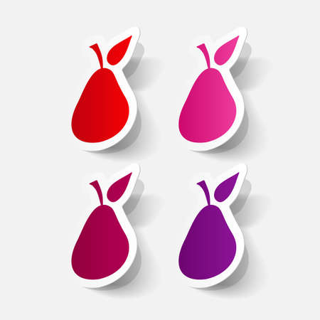 Paper clipped sticker: pear fruitのイラスト素材