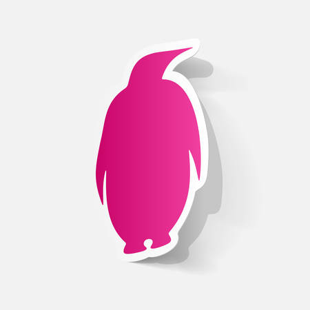 Paper clipped sticker: Penguin labelのイラスト素材