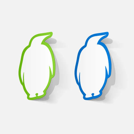 Paper clipped sticker: Penguin labelのイラスト素材