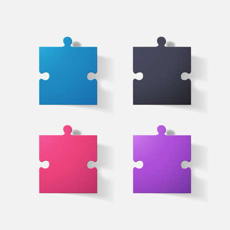 Paper clipped sticker: puzzleのイラスト素材