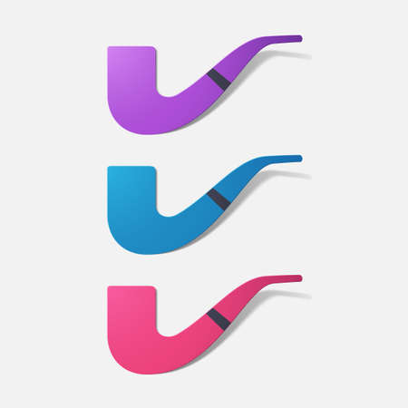 Paper clipped sticker: tobacco pipeのイラスト素材