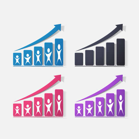 Paper clipped sticker: growing graphのイラスト素材