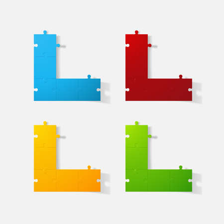 Paper clipped sticker: puzzleのイラスト素材