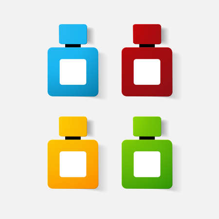Paper clipped sticker: bottle of perfume, cologneのイラスト素材