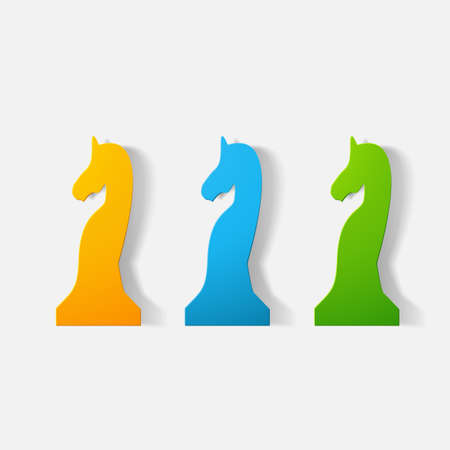 Paper clipped sticker: chess piece horseのイラスト素材