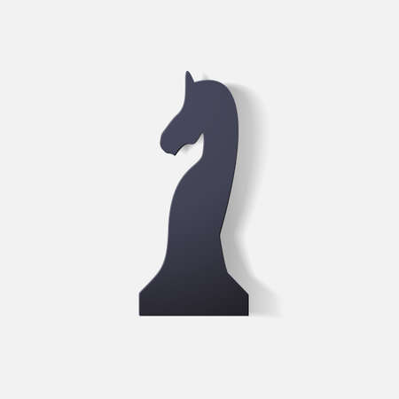 Paper clipped sticker: chess piece horseのイラスト素材