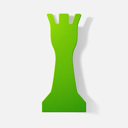 Paper clipped sticker: a chess piece, rookのイラスト素材